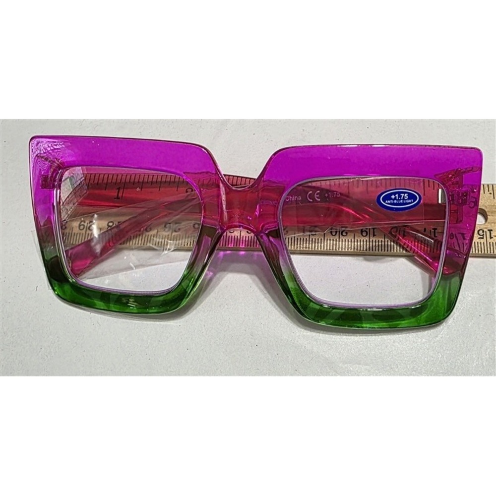 NWT EyeKepper 1.75 Square Cat Eye Pink Green Readers Reading Glasses 135653